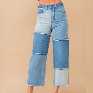 1 LEFT!! PATCHED UP TWO TONE DENIM JEANS